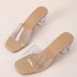 High heeled slippers for women in the summer of 2023, featuring crystal and PVC rhinestone hot stamping for fashionable one-piece slippers