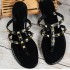 European Station Summer New V-Home Rivet Flat Sandals Women's Clip Toe Slippers Holiday Beach Shoes Anti slip Jelly Shoes