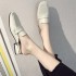 Half slipper women's 2023 summer new item with leather toe cover, breathable middle heel, ladies' slippers square toe