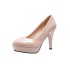 Foreign trade new high heels fashion women's shoes waterproof platform fine order shoes patent leather round toe plus size work women's single shoes wholesale