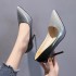 High heels, single shoes, women's slim heel, pointed toe, 2024 autumn gradient color, European and American wheels, high-end sense, plus size 41-43