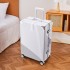 Retro aluminum frame luggage, 24 pull rod luggage, universal wheels, 26 inch right angle zipper travel suitcase, men's and women's leather suitcase, password box