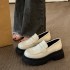 White Japanese retro small leather shoes for women in spring and autumn 2024, new thick soled and thick heeled loafers, French JK single shoes