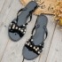 Women's summer simple flat bottomed internet famous flip flops with pearl decoration, popular flip flops