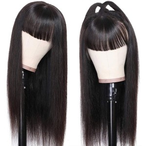 None lace human hair bangs wig straight hair set