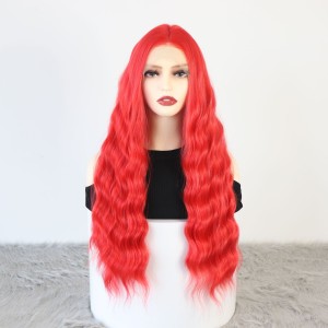 AliExpress New Product Hot selling European and American Wig Women's Red Synthetic Front Lace Headset Wave Roll Wig