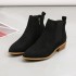 Wholesale of new large-sized pointed short boots with suede and simple British style women's boots for autumn and winter, flat bottomed side zipper bare boots for foreign trade