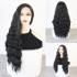 Hot selling wig, explosive synthetic front lace long curly hair, European and American black wavy long hair headband, Amazon