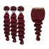 Cross border real person hair Xuchang wig wine red hair curtain 99j loose deep wave human hair