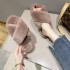 Foreign trade hairy cotton slippers for women 2022 autumn and winter new style women's flat bottomed open toe home cross plush slippers wholesale