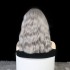 Foreign trade wig Bob style gray split straight hair short hair front lace wig high temperature silk synthetic wig factory