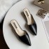 Half slipper women's 2023 summer new pointed toe mid heel women's slippers Korean version wearing M ü ller shoes