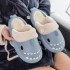 Amazon Cross border Women's Hairy Shoes Shark Cotton Shoes Home Couple Cotton Slippers Slippers Shark fur slides