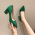 High heels, thick heels, feminine temperament, 2024 autumn new item, patent leather pointed high-end feel, plus size heels414243