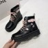 Mid length boots for children 2023 autumn new student thick sole 4CM front lace up stitching fashion Martin boots