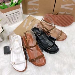 Autumn foreign trade new European and American plus size outdoor wear daily one line slippers thick soled women's shoes buckle sandals shoe