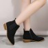 Wholesale of new large-sized pointed short boots with suede and simple British style women's boots for autumn and winter, flat bottomed side zipper bare boots for foreign trade