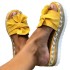 Amazon Europe and America Large Summer New Style Slope Heel Bow Cool Slippers Thick Bottom Hemp Rope Woven Beach Women's Shoes