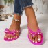 New Foreign Trade Rivet Shoes Butterfly Knot Flip flops Summer Outing Beach Flat Bottom Transparent Jelly Crystal Slippers for Women