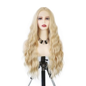 AliExpress New Product Hot selling European and American Wig Women's Golden Synthetic Front Lace Headset Wave Roll Wig