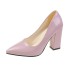 High heeled single shoe women's 2023 spring new style shallow mouth pointed toe thick heel work shoes big size 414243 heel shoes