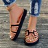 Cross border summer new round toe thick soled H-shaped slippers for fashionable outerwear, one foot pedal splicing color women's beach sandals