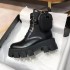 2021 Autumn/Winter New Lacquer Pocket Boots Thick Bottom Sponge Cake Motorcycle Martin Boots Women's British Style Large Lace Short Boots