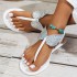 Cross border hot selling European and American foreign trade summer new flat bottomed PVC beach flip flops sandals anti slip crystal bow