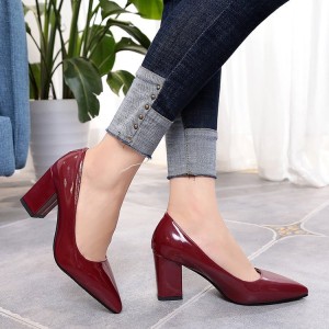 Fashion Single Shoes for Women 2023 Spring New Style Shallow Mouth Coarse Heel Pointed Ladies Shoes Work Shoes Large Size 4143