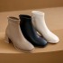 Short boots for children, 2024 autumn and winter new style square toe, thick heel, slim boots, back zipper, high-end boots, high heels