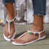 Cross border plus size women's Roman sandals summer new foreign trade flat bottomed tassel outer wear women's sandals beach sandals