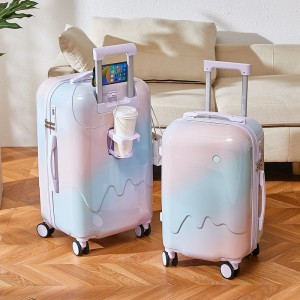 Luggage, women's gradient ice cream style suitcase, high aesthetic value, durable, female student, large capacity, password, travel boarding case