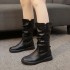 High cut autumn and winter new retro fleece warm women's mid length boots look slim Martin boots casual plus plus size knight boots for women