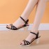 Sandals Women's Summer 2021 New Fairy Wind Fish Mouth Heel Sandals High Heels Women's One Button Thick Heel Shoes Trendy