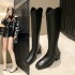 Long tube boots for children, 2024 autumn new style, square headed, small and slim boots that do not fall off, with a high-end feel but only on the knees