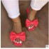 2020 Summer New Large Foreign Trade Women's Shoes Butterfly Bow Square Head Low Heel One Word Slippers Women's Foreign Trade Cool Slippers Women