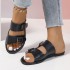 Temu Spring/Summer New European and American Casual Versatile Beach Shoes for Daily Outwear Fashion Shoes with Ring Buckle Flat Slippers Shoe