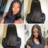 High amplitude double drawn bone straight hair with one or two levels of hair curtains and straight hair at both ends