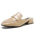 Half slipper women's 2023 summer new item with leather toe cover, breathable middle heel, ladies' slippers square toe