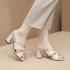 European and American cross-border high-heeled fish mouth sandals, mother's shoes 2024 new Korean version casual wear, Roman women's cool slippers