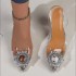 High heeled sandals for women in the summer of 2024, featuring a sunflower rhinestone PVC crystal heel and fish mouth strap, heels41