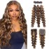 Factory direct sales of Xuchang real hair wig piano color hair curtain p4/27 loose deep human hair