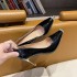 High heels, single shoes, women's 2024 autumn new style, French metal rhinestone toe cap, high-end feel, pointed thin heels, daily wear