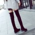 European and American autumn and winter long leg women's boots, knee high boots, round headed knight boots, slim leg elastic frosted boots