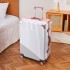 Retro aluminum frame luggage, 24 pull rod luggage, universal wheels, 26 inch right angle zipper travel suitcase, men's and women's leather suitcase, password box