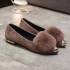 Single shoe women 2023 spring suede plush pointed toe one foot lazy shoes metal toe female shoes