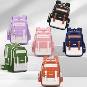 New children's and elementary school students' backpack with spine protection, large capacity, reduced load, waterproof backpack for boys and girls in grades one to six