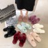 Large size cross hair slippers for women in autumn and winter, new flat bottomed home and indoor floor slippers, air conditioning slippers, straight slippers