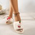 New Christmas snowman open toed fuzzy slippers for home leisure, plush thick soled slippers, European and American plus size cotton shoes