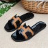 H Home Slippers Female Summer Internet Celebrity Jelly Cool Slippers for Wearing on the Beach Flat Bottom Straw Factory Direct Sales